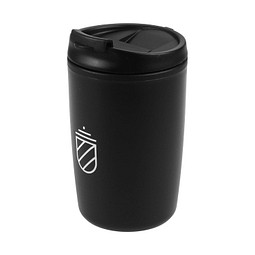 GRS recycelter PP-Becher mit Flip-Deckel, schwarz